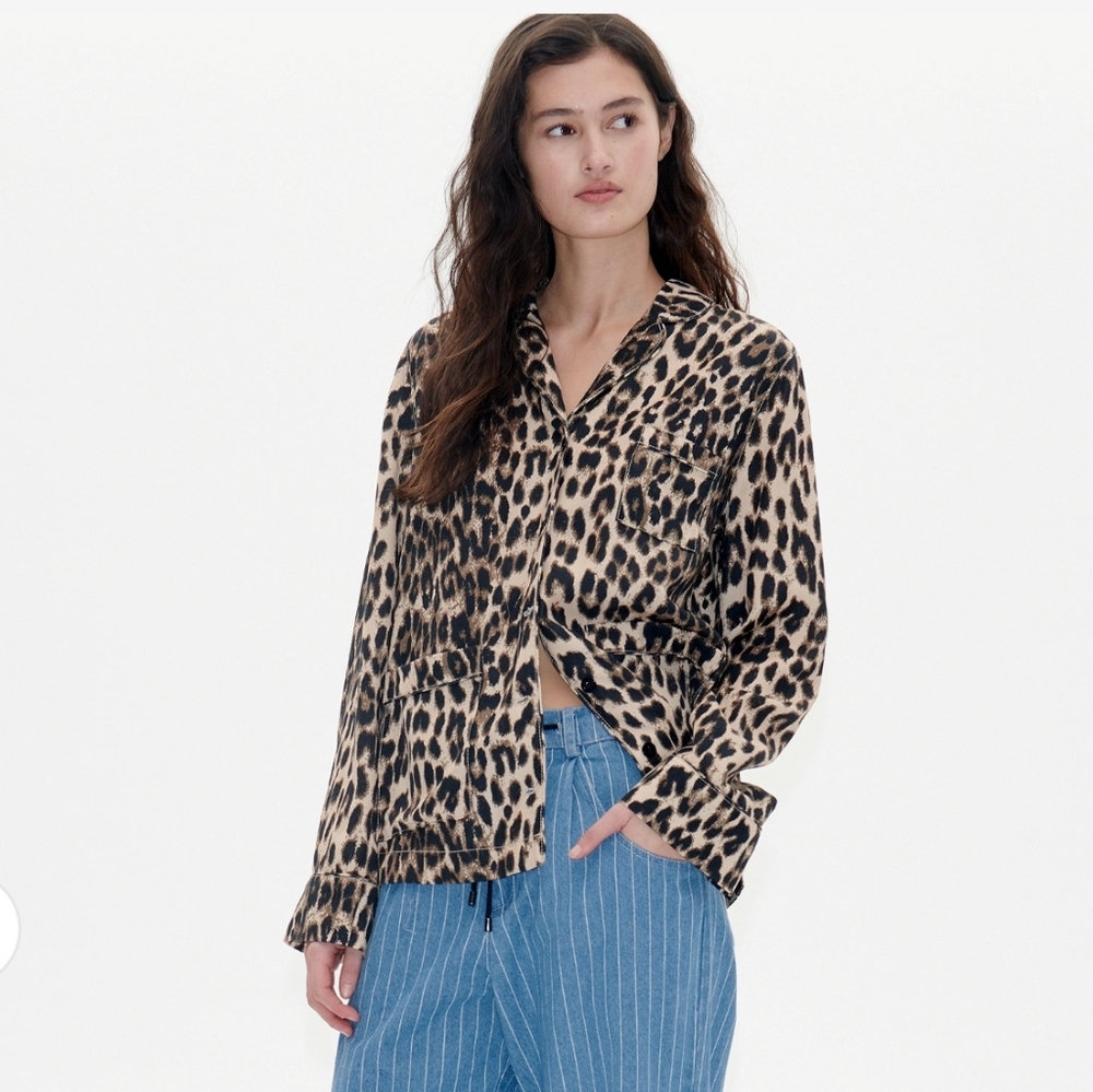 Baum Und Pferdgarten Mehar Shirt Jacket Shacket Leopard Cheetah Print Size 34